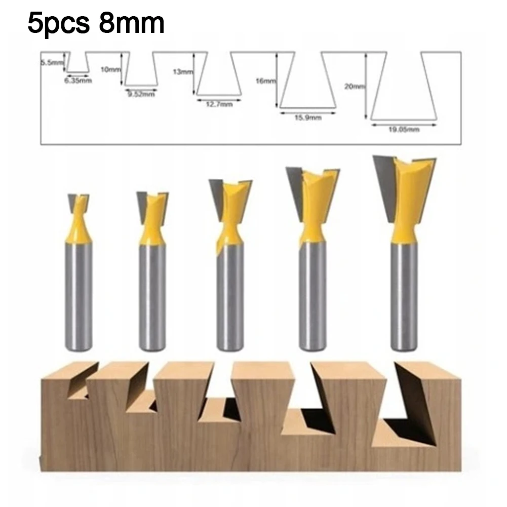 5pcs 6pcs Dovetail Joint Router Bits Set 8mm Shank Woodworking Engraving Bit Milling Cutter For Wood Tenon Cutter
5pcs 6pcs Dovetail Joint Router Bits Set 8mm Shank Woodworking Engraving Bit Milling Cutter For Wood Tenon Cutter