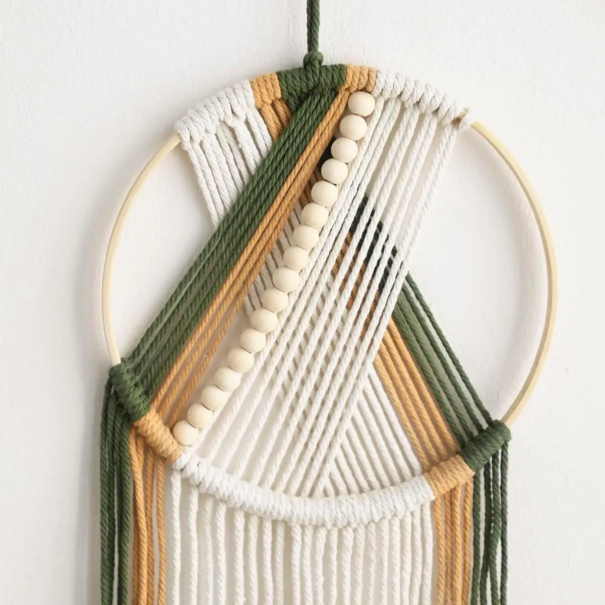 Fringe Bead Macrame Wall Hanging - Chic Yarn Tapestry Decor 2 Sf51a556d5c244cda9698eaf4b00ffd27S