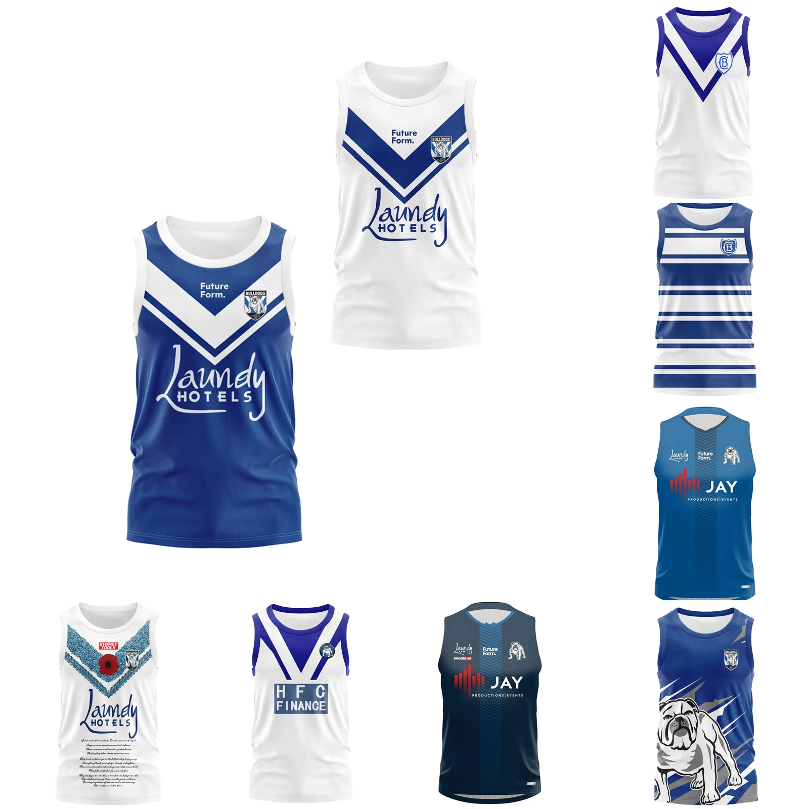 

2024 Bankstown Bulldogs Men's Replica Home/Away/ANZAC Rugby Vest Sports Singlet Customize