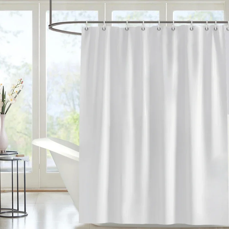 White Shower Curtains Solid Color Bathroom Curtain Polyester Fabric Washable Waterproof Partition Bath Curtain With Hooks 
White Shower Curtains Solid Color Bathroom Curtain Polyester Fabric Washable Waterproof Partition Bath Curtain With Hooks