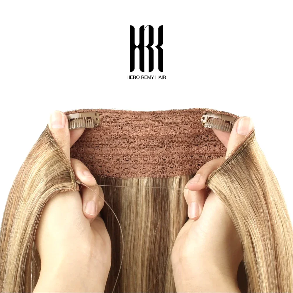 Halo Hair Extensions Hidden Wire Clip In Hair Invisible Fish Line Elastic Thread Human Hair Extensions Highlights 16-22 Inch 1 Sf51e53fae35c48b1a38ffa412f425d174