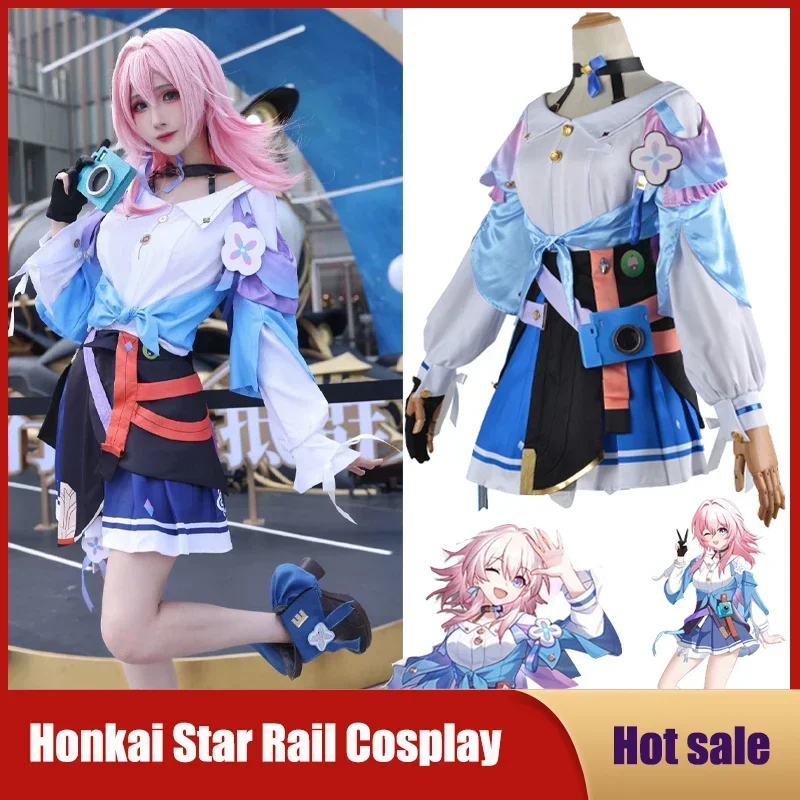 

Game Honkai: Star Rail Cos Costume March 7th Cosplay Sexy Women Carnival Halloween Party Outfit Dress Sailor Rolecos Wig Uniform