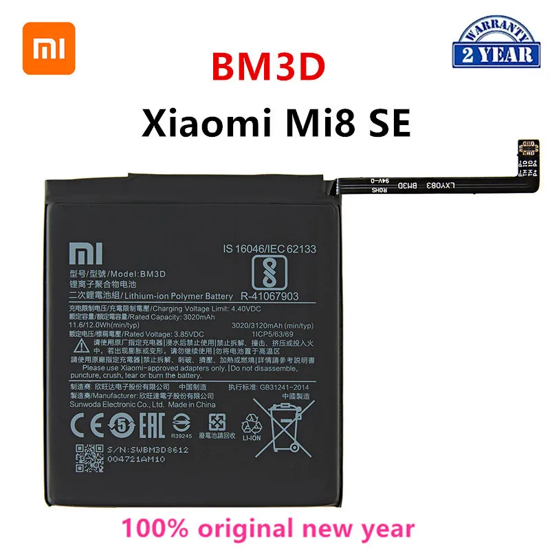 Xiao mi 100% Orginal BM3D 3020mAh Battery For Xiaomi Mi 8 SE Mi8 SE Mi8SE BM3D High Quality Phone Replacement Batteries
Xiao mi 100% Orginal BM3D 3020mAh Battery For Xiaomi Mi 8 SE Mi8 SE Mi8SE BM3D High Quality Phone Replacement Batteries