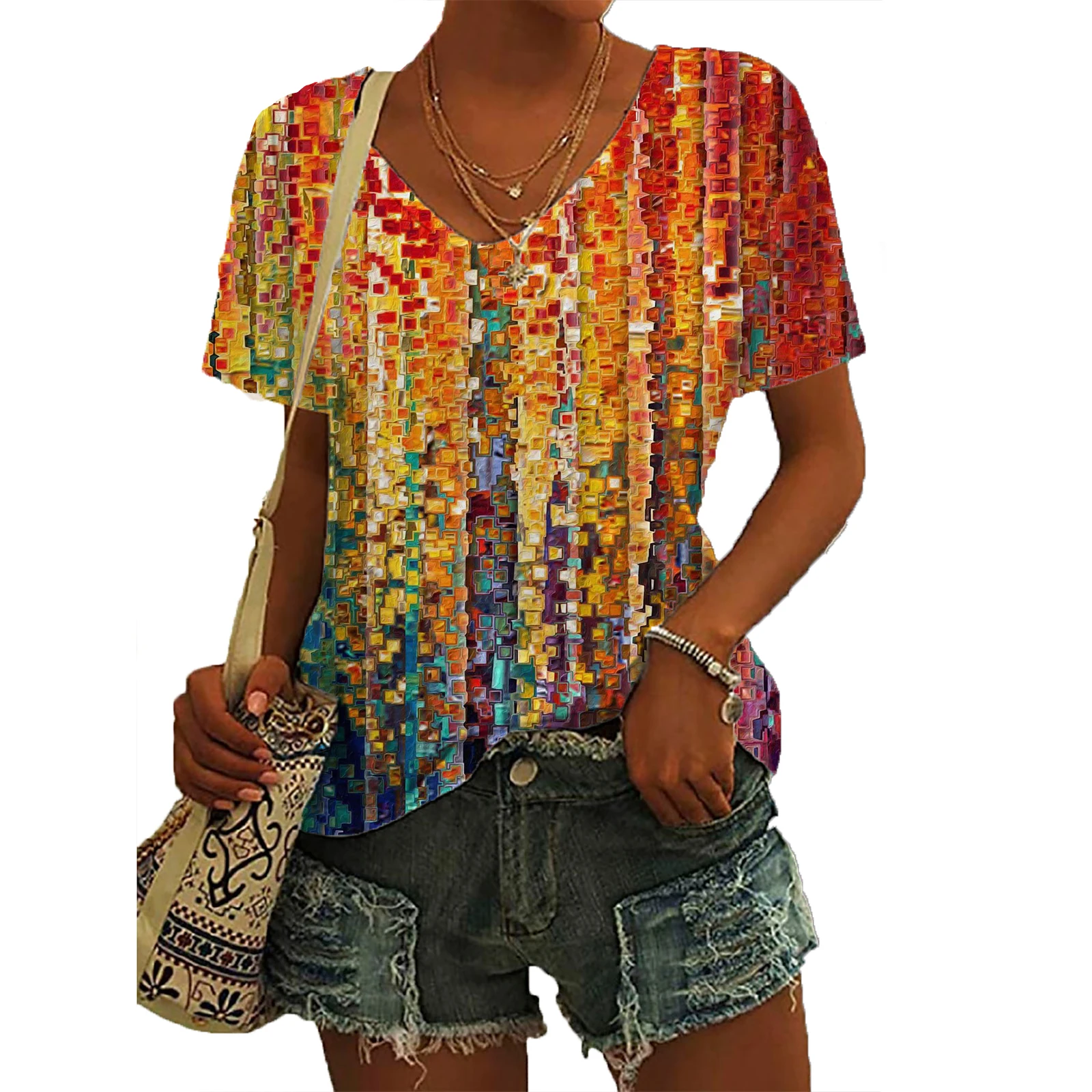 2023 New Colorful Women's T-shirt 3D Short Sleeve Top Casual Large Harajuku V-Neck T-shirt Women's Clothing
2023 New Colorful Women's T-shirt 3D Short Sleeve Top Casual Large Harajuku V-Neck T-shirt Women's Clothing