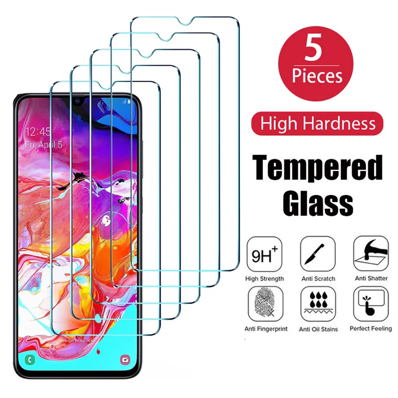 

5Pcs Tempered Glass For Samsung Galaxy A10 A20 A20E A30 A40 A50 A70 A80 A90 Screen Protector For Samsung S21 S23 FE S20 FE Glass