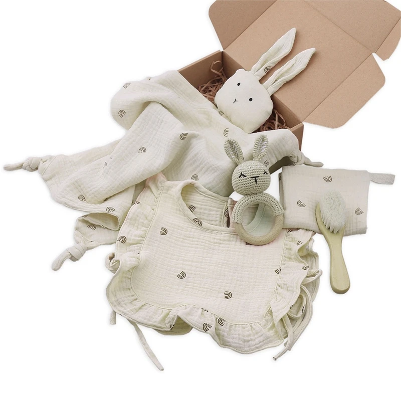 5 Pcs Baby Toys Gifts Wooden Crochet Rattle Teether Wash Facecloth Infants Feeding Bib Appease Towel Hair Brush Set
5 Pcs Baby Toys Gifts Wooden Crochet Rattle Teether Wash Facecloth Infants Feeding Bib Appease Towel Hair Brush Set