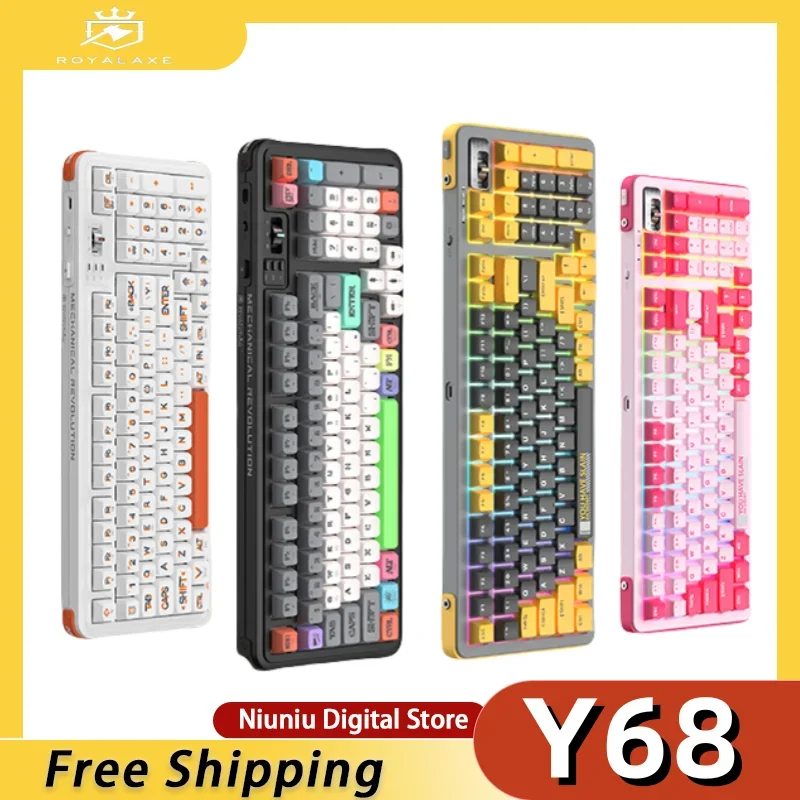 Royalaxe Y68 Three-Mode Customized E-Sports Gaming Wireless Mechanical Keyboard Ttc Gold Powder Axis Quick Silver Axis
Royalaxe Y68 Three-Mode Customized E-Sports Gaming Wireless Mechanical Keyboard Ttc Gold Powder Axis Quick Silver Axis
