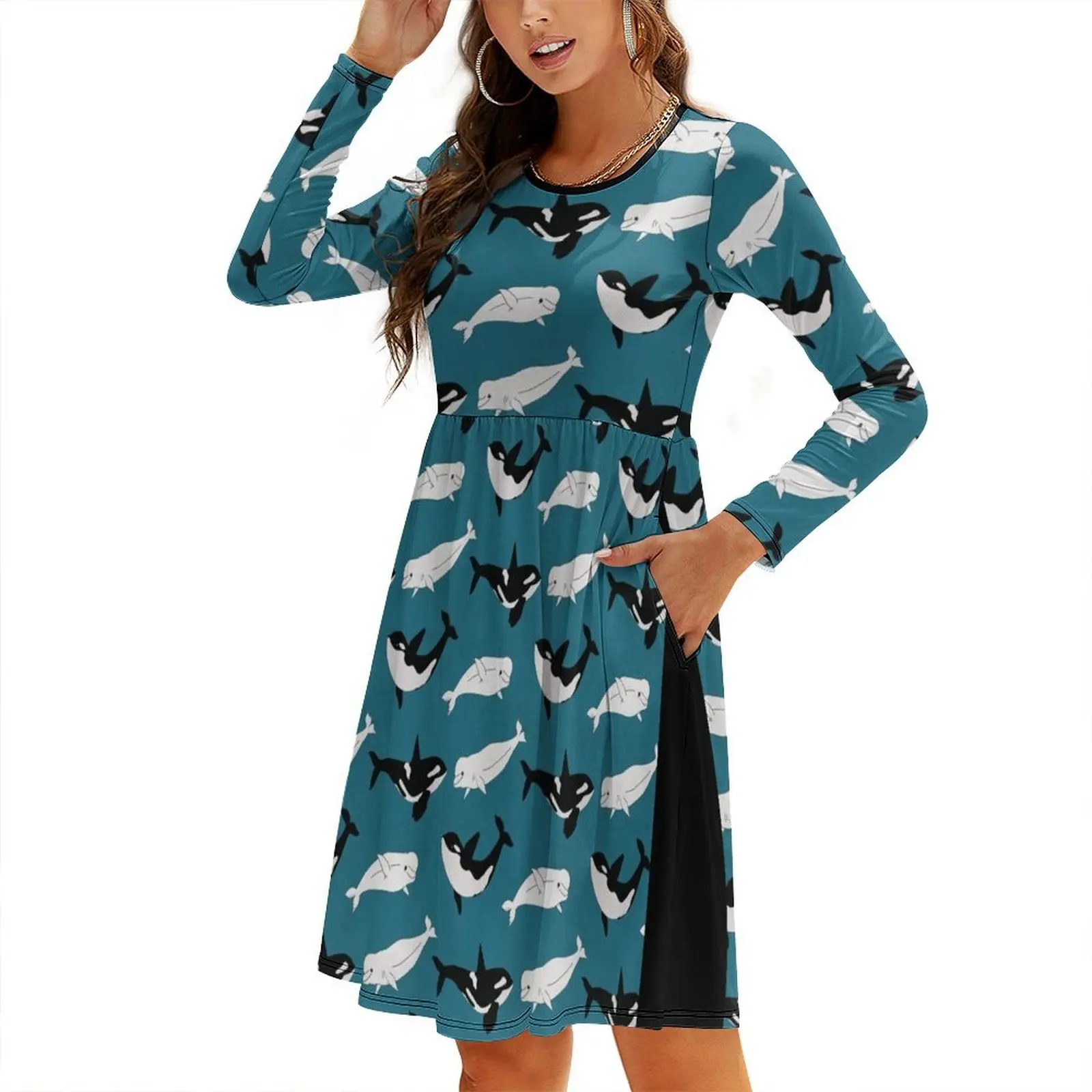 Belugas & Orcas on Teal Round Neck Baggy Dress women's elegant loose dresses dress for women 2024 Woman fashion
Belugas & Orcas on Teal Round Neck Baggy Dress women's elegant loose dresses dress for women 2024 Woman fashion