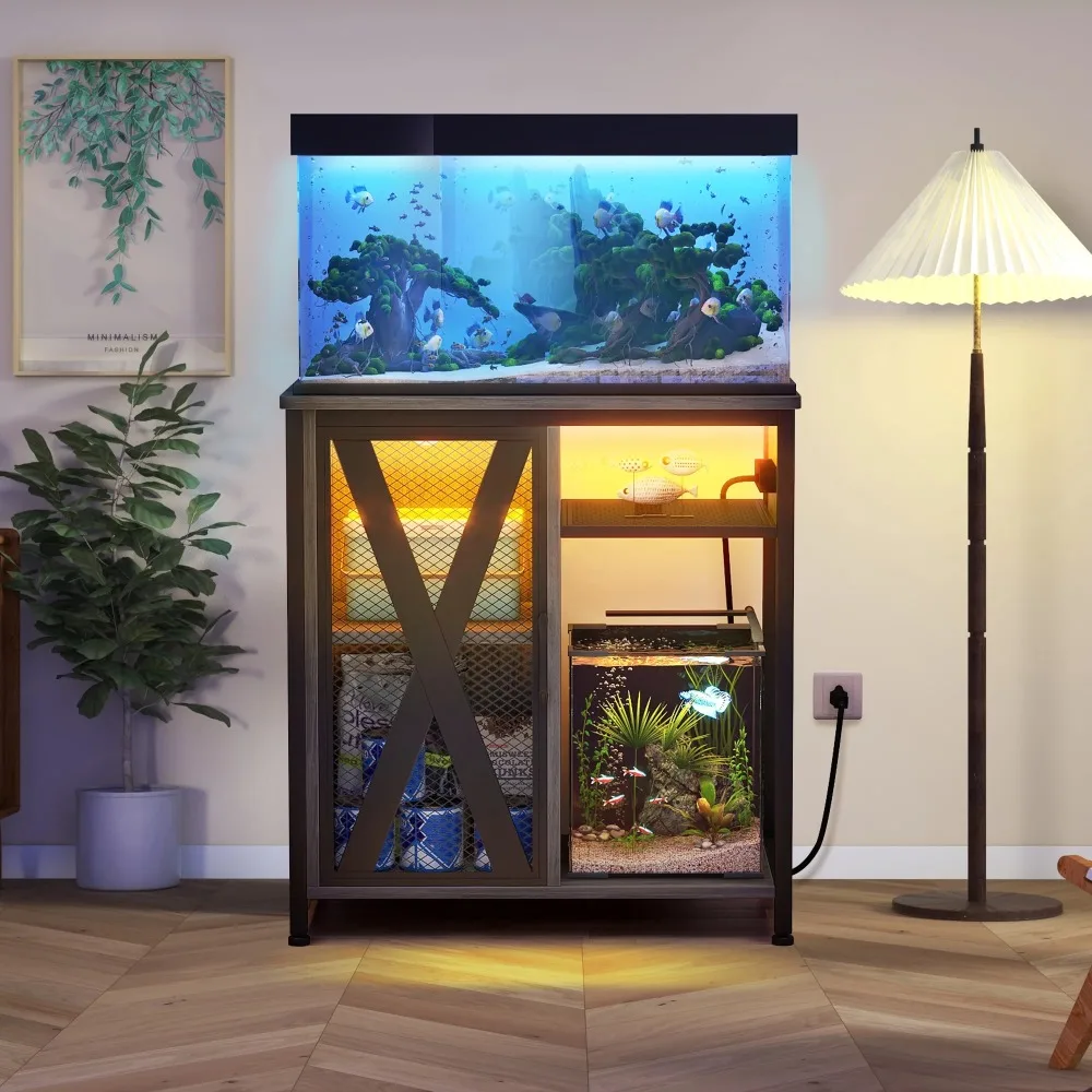 Aquarium Stand with Power Outlets and LED Light and Cabinet for 20-29 Gallon Fish Tank Stand Turtle Tank Reptile Terrarium
Aquarium Stand with Power Outlets and LED Light and Cabinet for 20-29 Gallon Fish Tank Stand Turtle Tank Reptile Terrarium