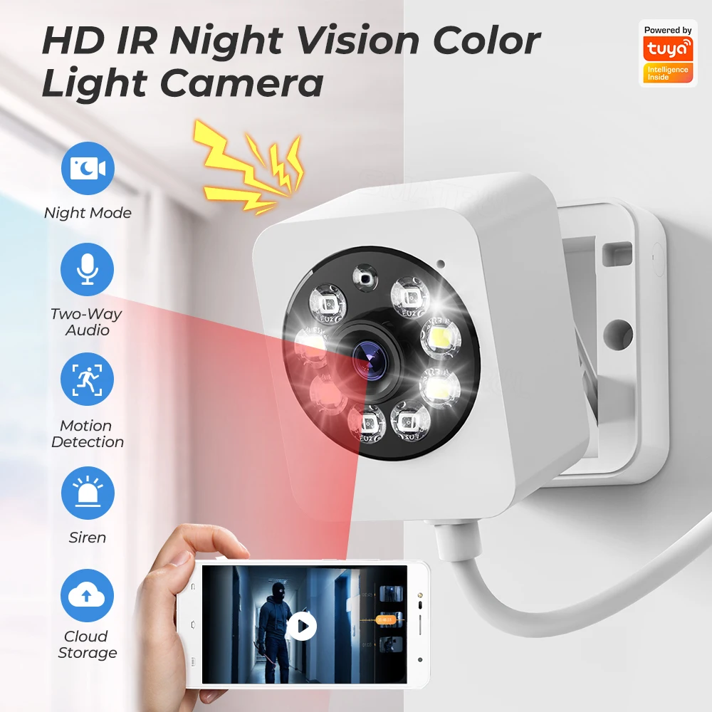 HD 1080P Wi-Fi камера Tuya умный дом ночное видение фотокамера с пассивным ИК датчиком движения
HD 1080P Wi-Fi камера Tuya умный дом ночное видение фотокамера с пассивным ИК датчиком движения