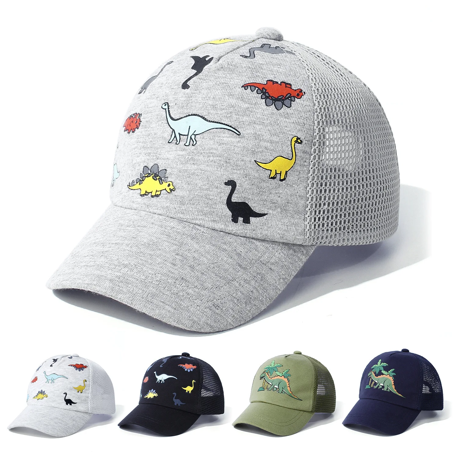 

Kids Dinosaur Baseball Cap Children Embroidery Mesh Sun Hat 0-5 Years Girls Boys Spring Summer Outdoor Adjustable Peaked Cap