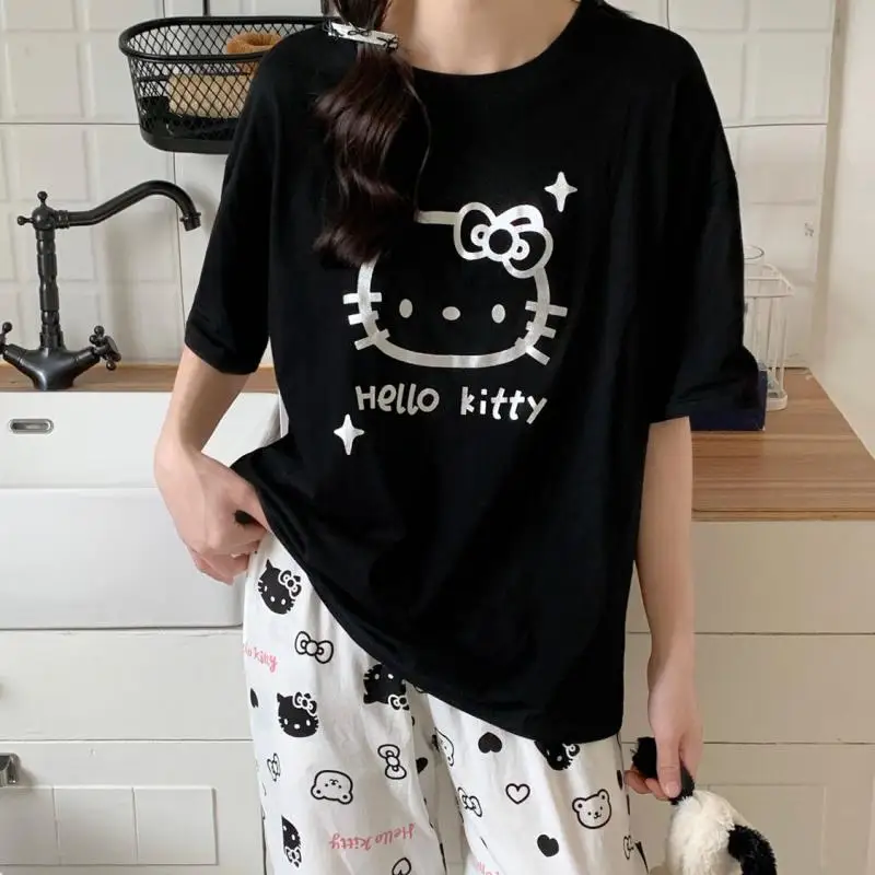 Новинка милые летние пижамы Sanrio Hellokitty из чистого хлопка с круглым вырезом и коротким рукавом комплект домашней одежды Ins подарок для девочек
Новинка милые летние пижамы Sanrio Hellokitty из чистого хлопка с круглым вырезом и коротким рукавом комплект домашней одежды Ins подарок для девочек
