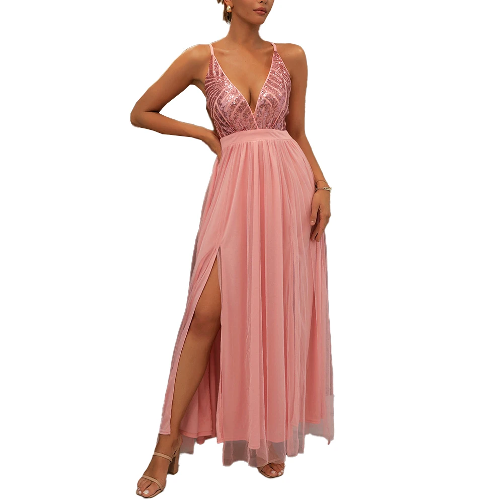 Fashion Sequins Deep V-Neck Long Dress Women Back Cross Cocktail Party Formal Elegant Maxi Dresses Woman Clothing
Fashion Sequins Deep V-Neck Long Dress Women Back Cross Cocktail Party Formal Elegant Maxi Dresses Woman Clothing