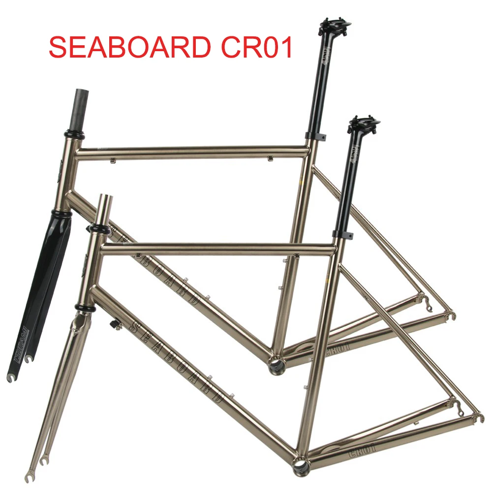 700C Road Bike Frameset TSUNAMI Seaboard CR01 CRMO Steel Frame Brushed Silver Steel Front Fork Carbon Front Fork Fit 23/25C Tire
700C Road Bike Frameset TSUNAMI Seaboard CR01 CRMO Steel Frame Brushed Silver Steel Front Fork Carbon Front Fork Fit 23/25C Tire