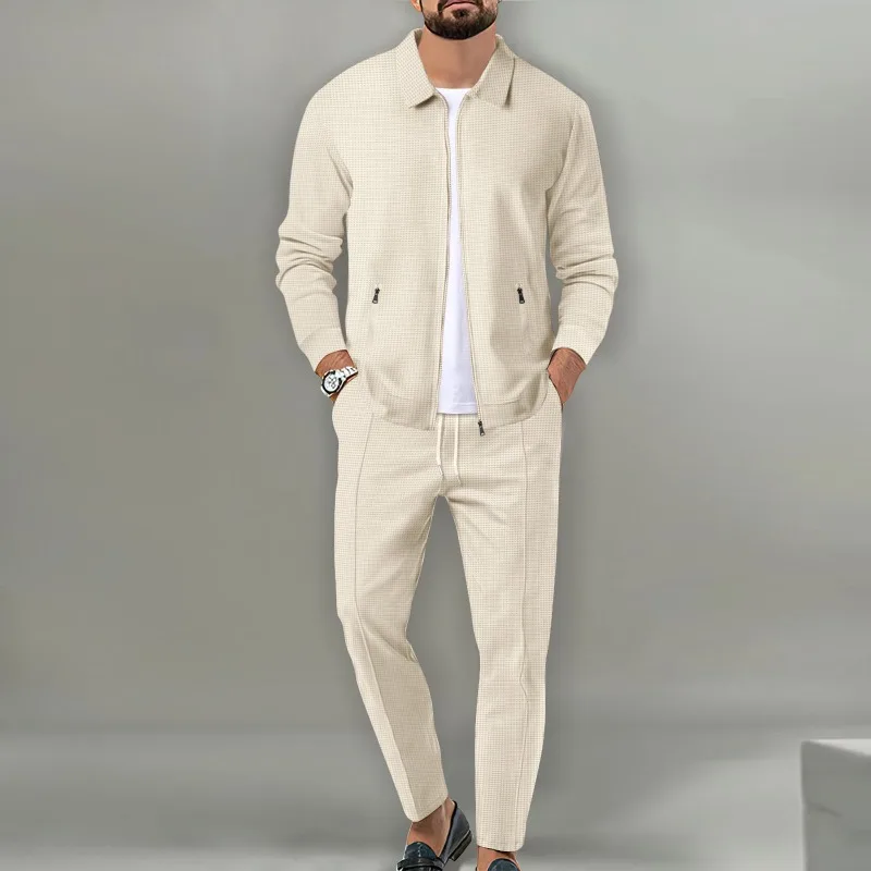 2023 Autumn Men's 2-piece Zipper Pocket Flip Collar Slim Fit Cardigan Men's Long Sleeved Top Long Pants Set Suits for Men
2023 Autumn Men's 2-piece Zipper Pocket Flip Collar Slim Fit Cardigan Men's Long Sleeved Top Long Pants Set Suits for Men