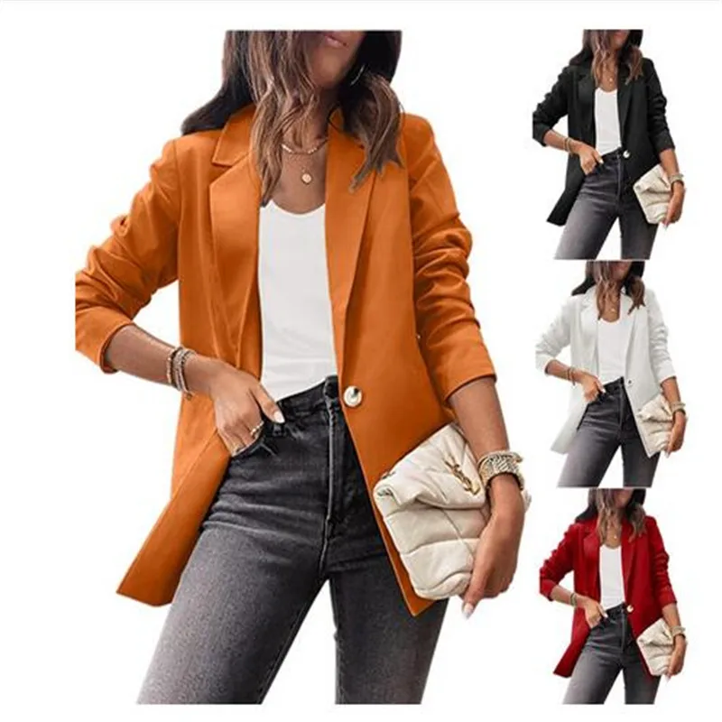Office Lady Blazer Coats Notched Long Sleeves Button Women Casual Solid Suits Jackets Female Work Business Basic Blazers
Office Lady Blazer Coats Notched Long Sleeves Button Women Casual Solid Suits Jackets Female Work Business Basic Blazers