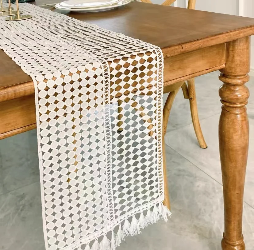 Beige Table Runner Christmas Crochet Lace Cotton Blended Fabric with Tassel For Coffee Table Decor Wedding Room Decoration
Beige Table Runner Christmas Crochet Lace Cotton Blended Fabric with Tassel For Coffee Table Decor Wedding Room Decoration