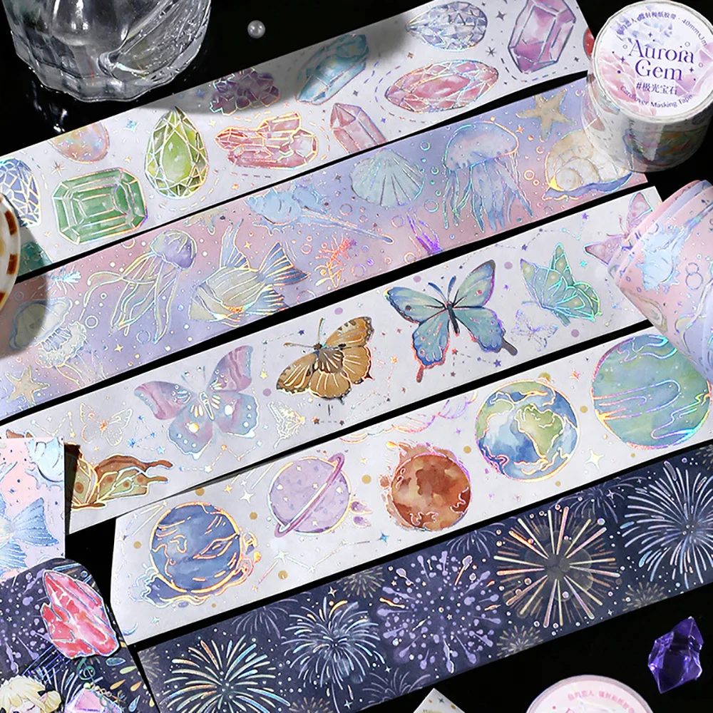 Laser Washi Tape Butterfly Gemstone Ocean Cute Illustration DIY Handbook Decorative Material Stationery
Laser Washi Tape Butterfly Gemstone Ocean Cute Illustration DIY Handbook Decorative Material Stationery
