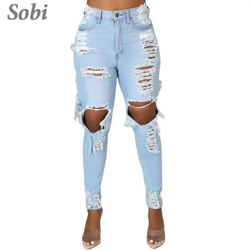 Women's Skinny Stretch Pants Fashion Ripped Denim Trousers High Waisted Sexy Elastici Slim Casual Jeans Streetwear for Lady
Women's Skinny Stretch Pants Fashion Ripped Denim Trousers High Waisted Sexy Elastici Slim Casual Jeans Streetwear for Lady