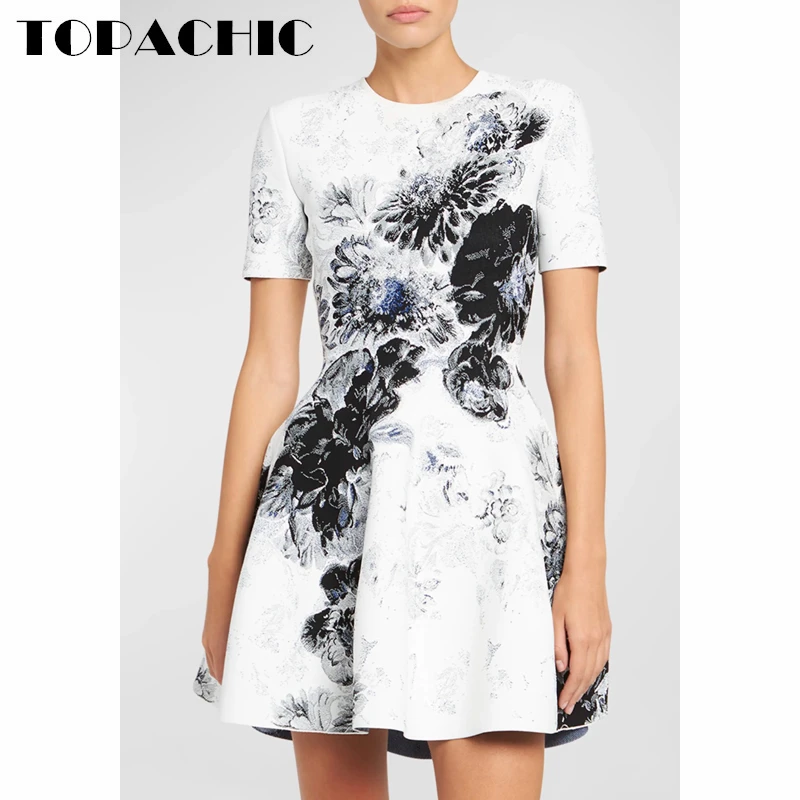 1.3 TOPACHIC Women's Elegant Party Dress Round Neck Short Sleeve Floral Print Knitted Flared Dress
1.3 TOPACHIC Women's Elegant Party Dress Round Neck Short Sleeve Floral Print Knitted Flared Dress