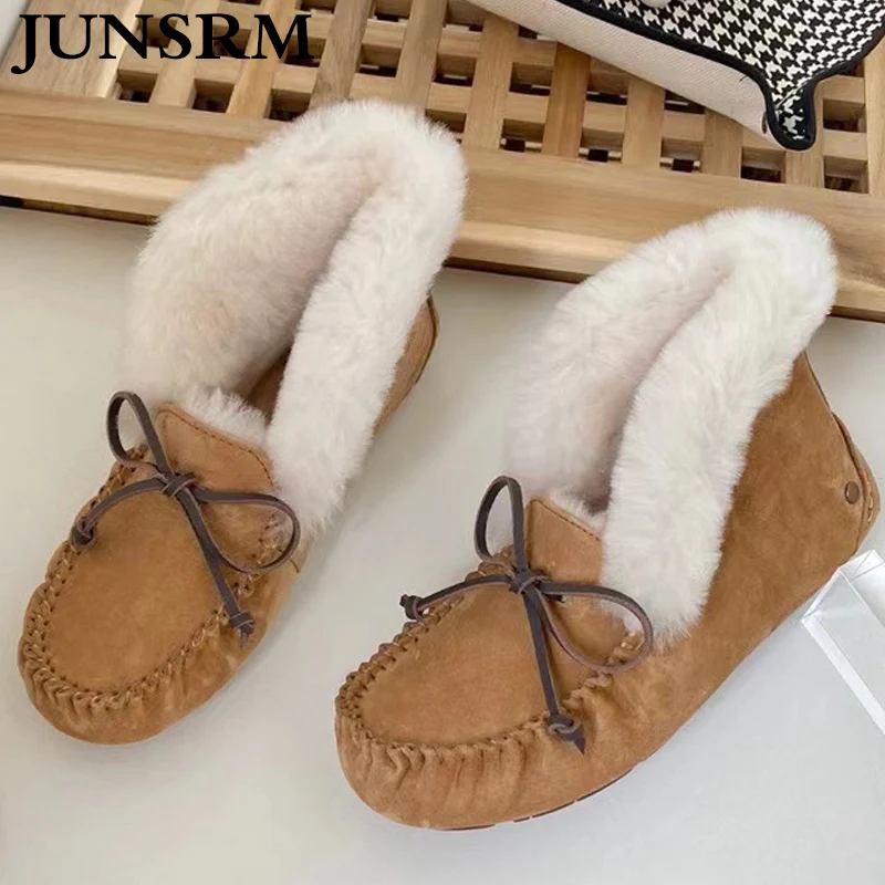 2023 New Real Wool Winter Boots Bowknot Decor Round Head Warm Slip-on Flat Shoes Women Fashion All-match Low-top Furry Booties
2023 New Real Wool Winter Boots Bowknot Decor Round Head Warm Slip-on Flat Shoes Women Fashion All-match Low-top Furry Booties