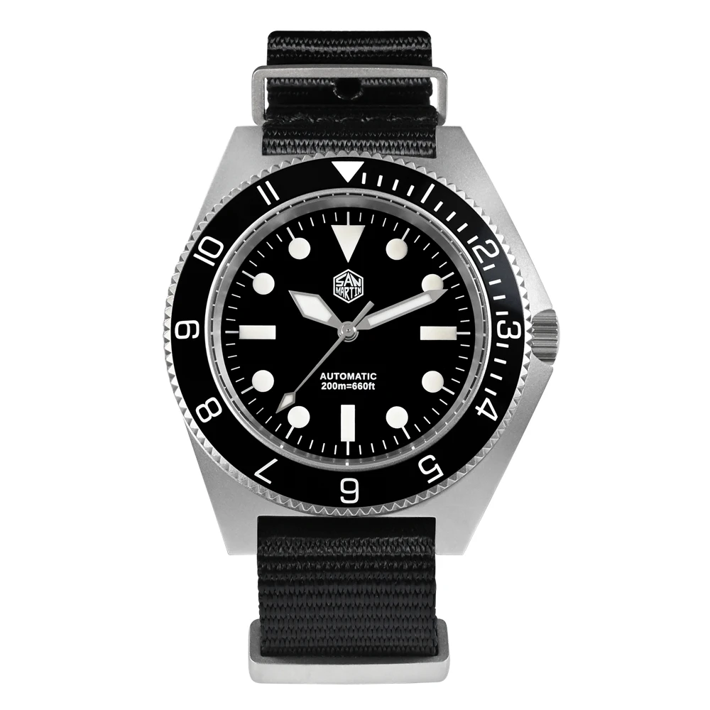 

San Martin Men Automatic Watch 40mm Sport Mechanical Wristwatch Diver 200m Waterproof BGW-9 Luminous Sapphire NH35 Ceramic Bezel