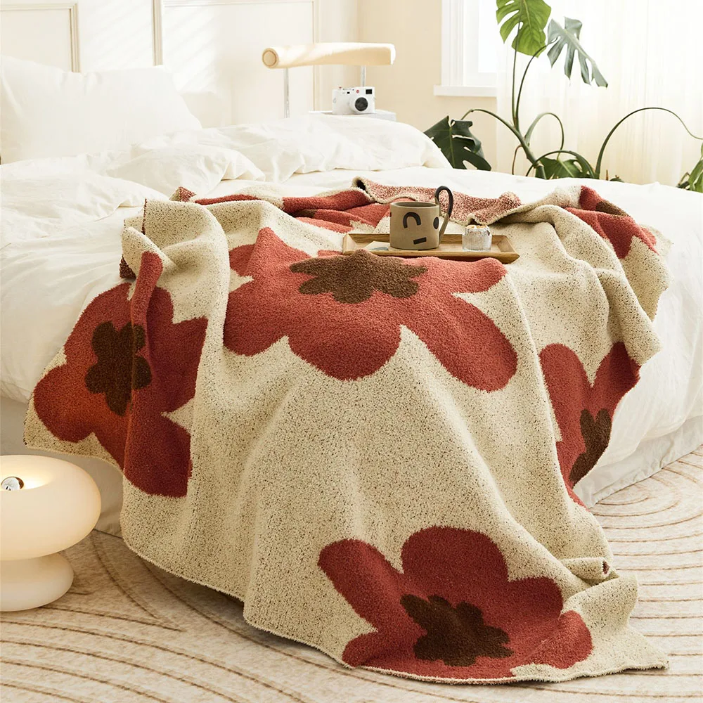 

CHAUSUB Knitted Throw Blanket 120x150cm Very Soft Feather Yarn Fabric Bedspread on the Bed Sofa Cover for Home Decor