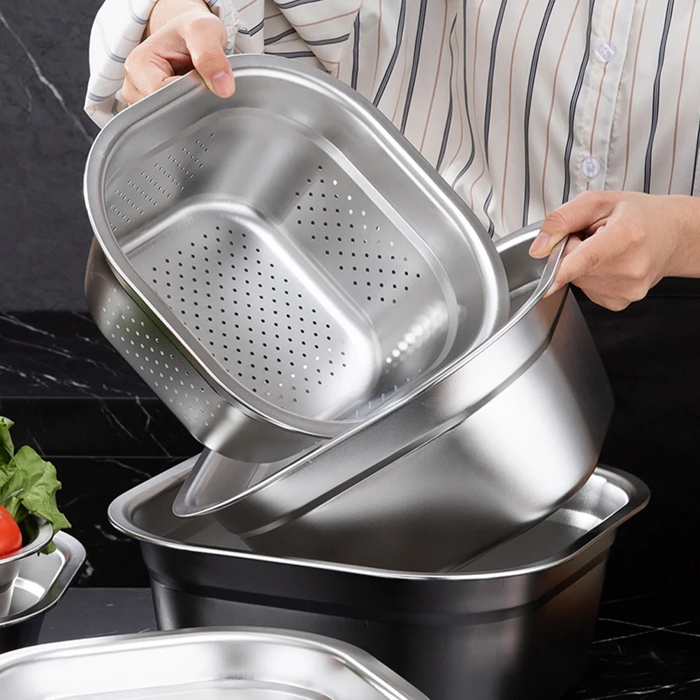 Kitchen Colander Stainless Steel Strainer Square Fruit Container Vegetable Drainer Basket
Kitchen Colander Stainless Steel Strainer Square Fruit Container Vegetable Drainer Basket