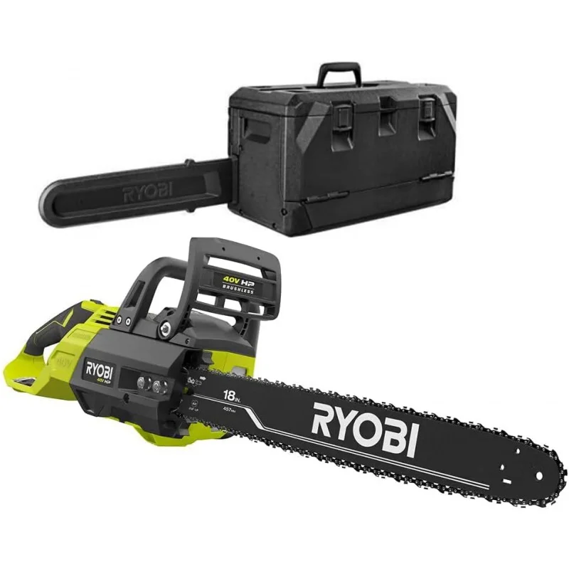 

Ryobi 18 in. HP 40V Brushless Lithium-Ion Electric Cordless Battery Chainsaw CASE (Tool-Only) BATTERY AND CHARGER NOT INCLUDED