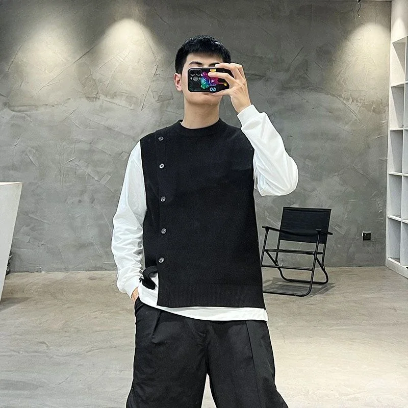 Man Clothes Buttons Knitted Sweaters for Men Vest Slit Sleeveless Green Waistcoat Korean Style Sheap Fashion 2023 A Autumn Trend
Man Clothes Buttons Knitted Sweaters for Men Vest Slit Sleeveless Green Waistcoat Korean Style Sheap Fashion 2023 A Autumn Trend