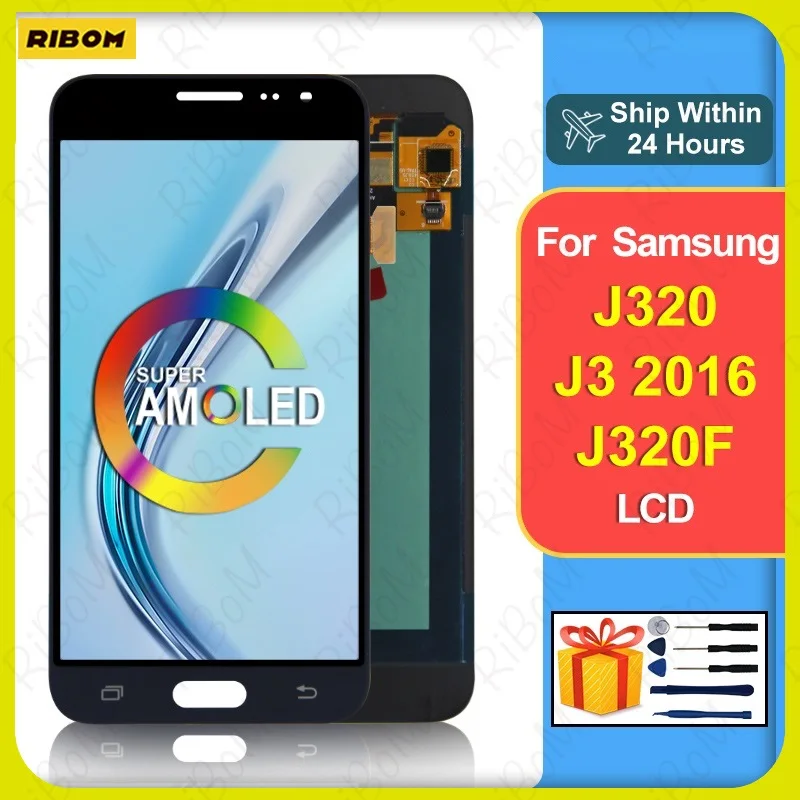 

New 5.0" Super AMOLED For Samsung Galaxy J320 LCD J3 2016 Display Touch Screen Digitizer For Samsung J320H J320FN J320M LCD