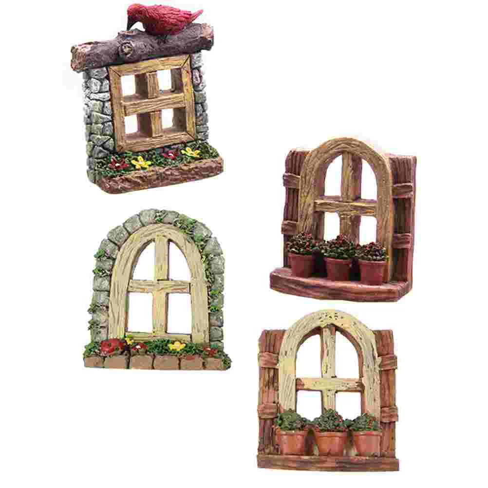 

Window Miniature Garden Fairy Door Home Decoration Tree Accessories Tank Landscape Decor Gnome Ornaments Dollhouse Mini Pot