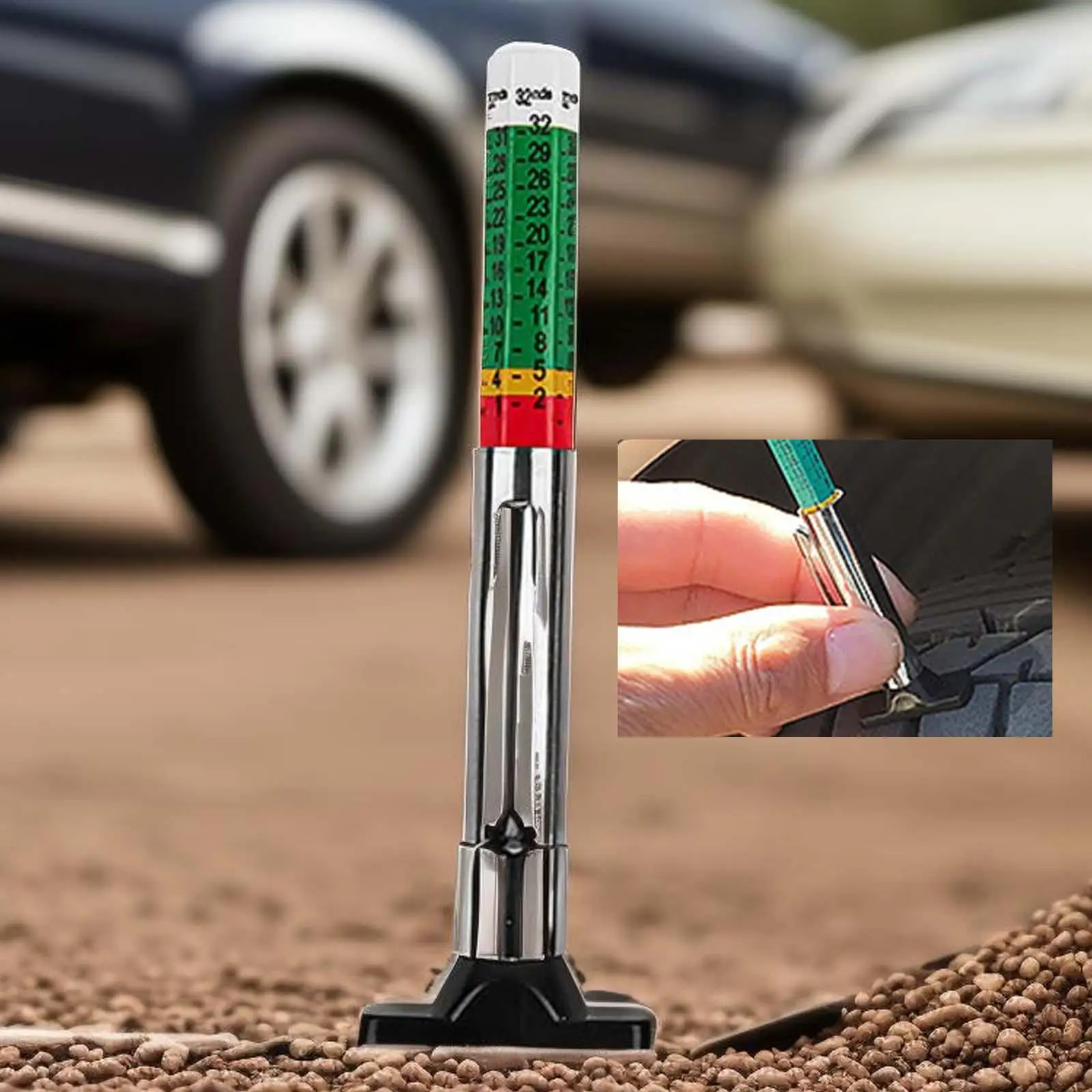 

Tire Tread Depth Gauge Accurate Color Coded for Cars Trucks Motorcycles
