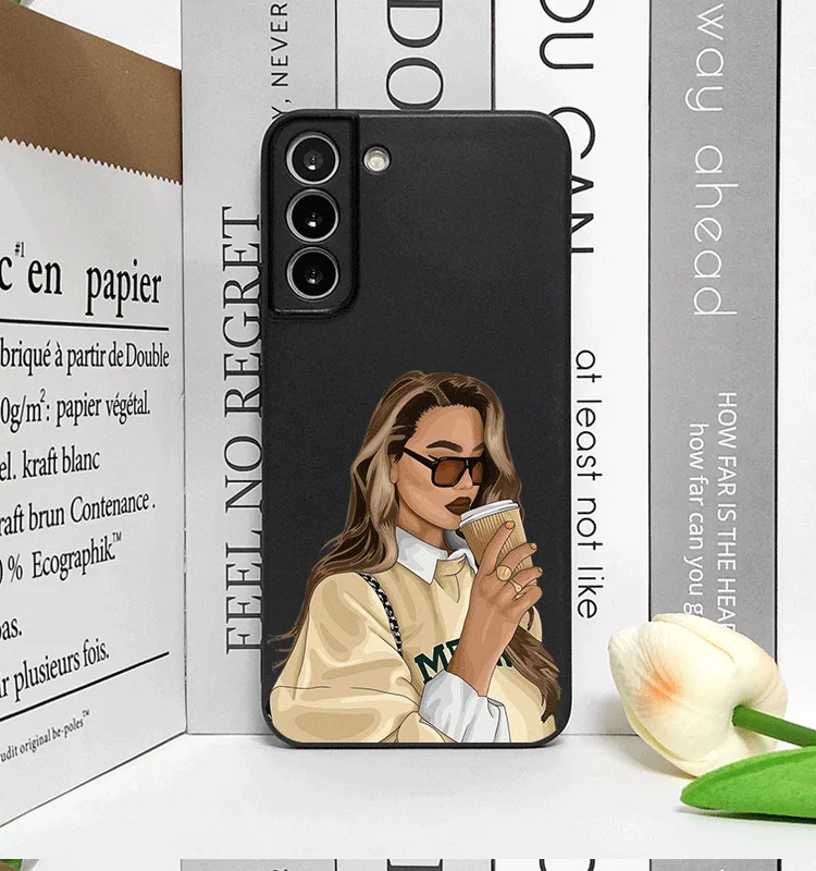 Girl Women Coffee Miss Phone Case for Samsung Galaxy S25 S24 S23 Ultra S22 Plus S21FE S25Edge M55 Fashion Lady Female Soft Cover Girl Women Coffee Miss Phone Case for Samsung Galaxy S25 S24 S23 Ultra S22 Plus S21FE S25Edge M55 Fashion Lady Female Soft Cover