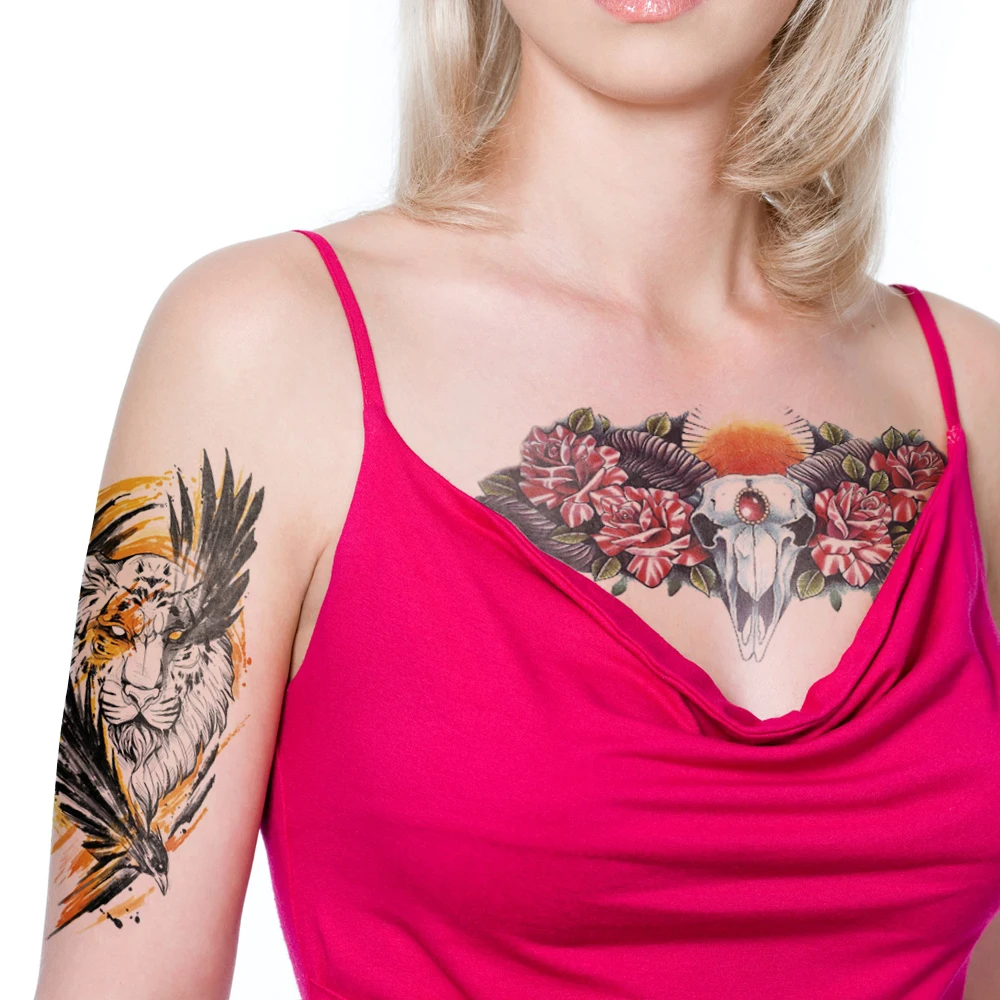 

Wholesale 30 Pcs/Lot,Waterproof Temporary Fake Tattoo Sticker,tiger Lion Tiger Owl Eagle Wolf Rose Beauty Body Art for Woman Man