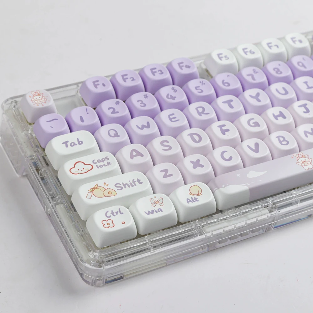 

Gradation Purple Rabbit Keycaps 142 Key PBT Dye Sublimation MOA Profile For MX Switch Fit 61/64/68/87/96/104/108Keyboard Keycap