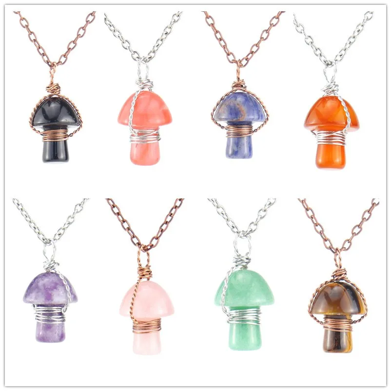 10PCS Wire Wrap Carving Mushroom Pendant Reiki Healing Crystal Tiger Eye Rose Quartz Opal Aventurines Necklace for Women Jewelry
10PCS Wire Wrap Carving Mushroom Pendant Reiki Healing Crystal Tiger Eye Rose Quartz Opal Aventurines Necklace for Women Jewelry