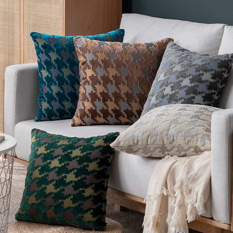 

Luxury Cushion Cover Houndstooth 45x45cm Decorative High-end Pillow Cover for Sofa Home Decor Pillowcase Livingroom Cushion Case