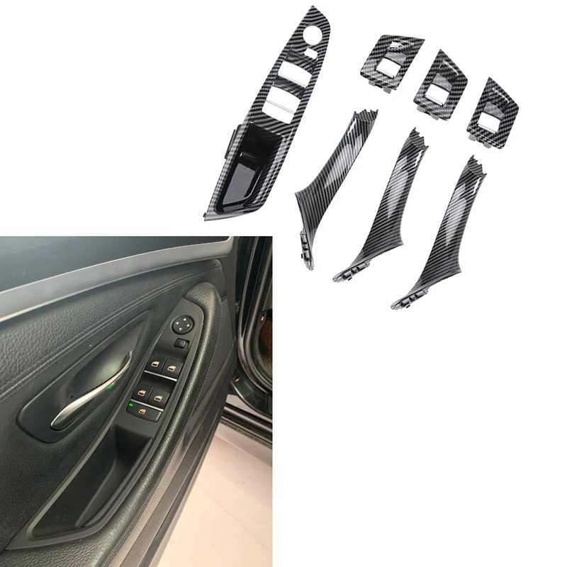 

Автомобильная LHD Внутренняя дверь из углеродного волокна вытяжная ручка окно переключатель панель для-BMW 5 серии F10 F11 F18 520I 523I 525I 528I