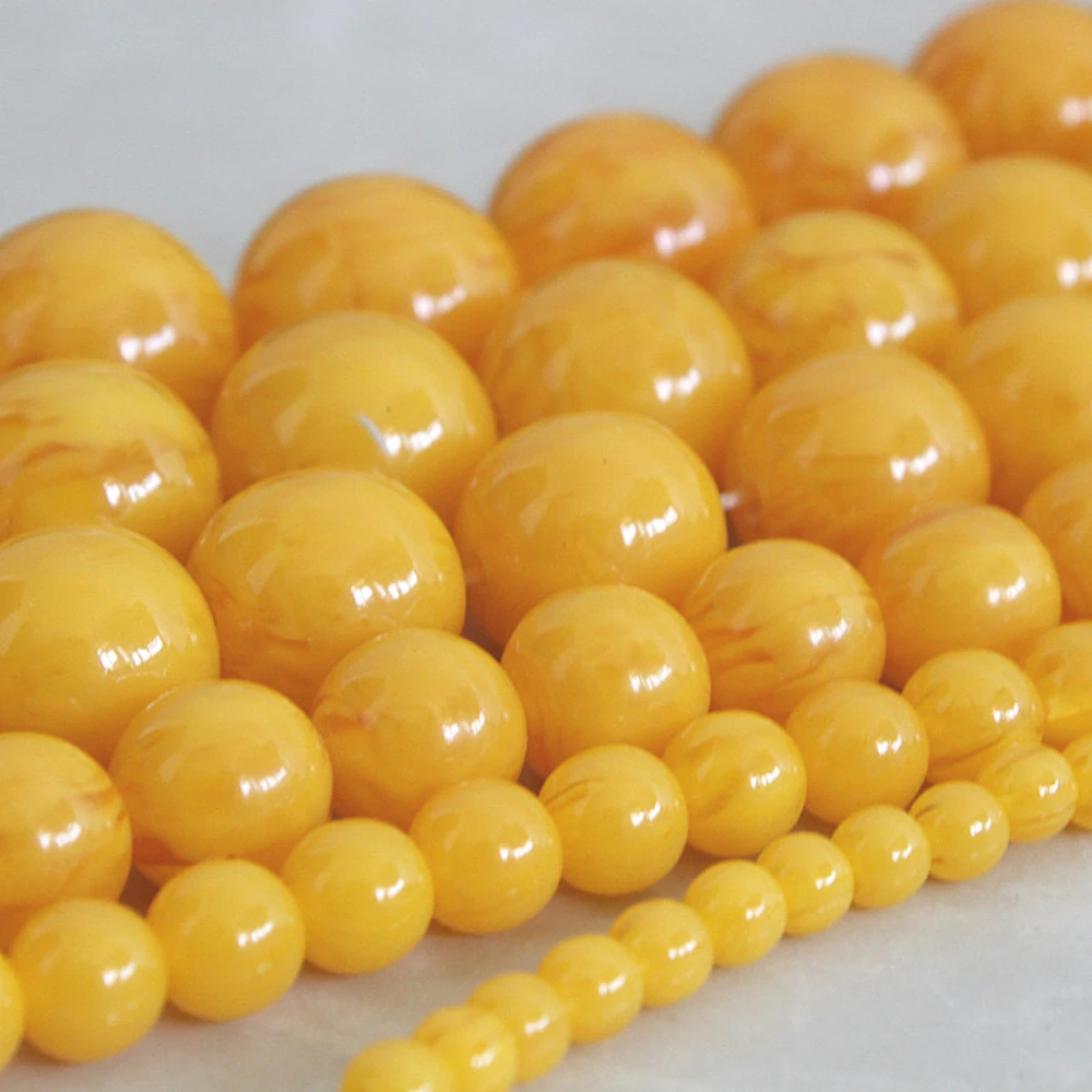 

Charm Imitation Amber Yellow Beeswax Round Loose Beads for Jewelry Making DIY Bracelets Necklace 6-14mm Earring Gift Accessories