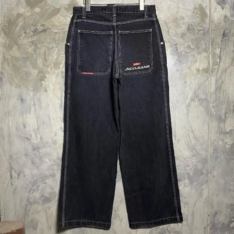 JNCO мешковатые джинсы для женщин Y2K уличная одежда широкие черные брюки с вышивкой графические винтажные хип-хоп готические панковские брюки с высокой талией
JNCO мешковатые джинсы для женщин Y2K уличная одежда широкие черные брюки с вышивкой графические винтажные хип-хоп готические панковские брюки с высокой талией
