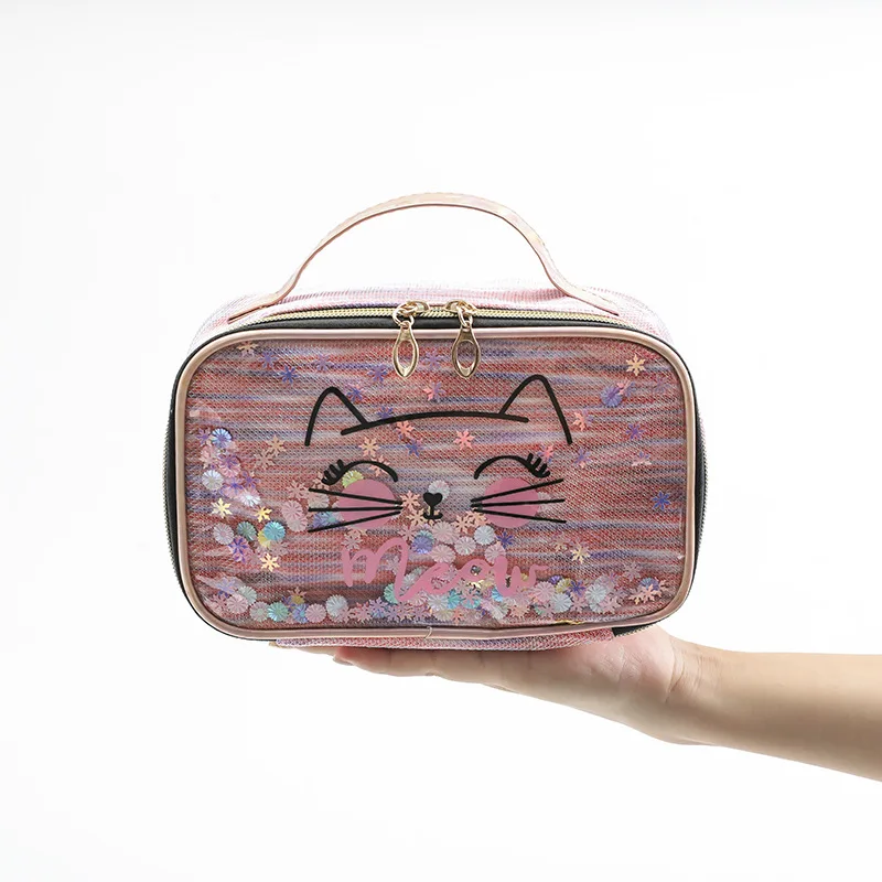 

Kitty Sequin Minimalist Makeup Bag Large Size Women's Travel Carry-on Toiletry Bag Fashion Portable Waterproof Storage Bag