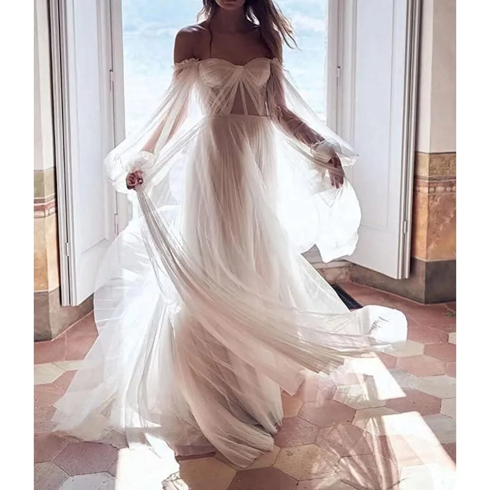 Wakuta Puffy Sleeve Prom Dresses Long Formal Tulle Off The Shoulder Princess Wedding Dress for Bride robe de soirée de mariage
Wakuta Puffy Sleeve Prom Dresses Long Formal Tulle Off The Shoulder Princess Wedding Dress for Bride robe de soirée de mariage