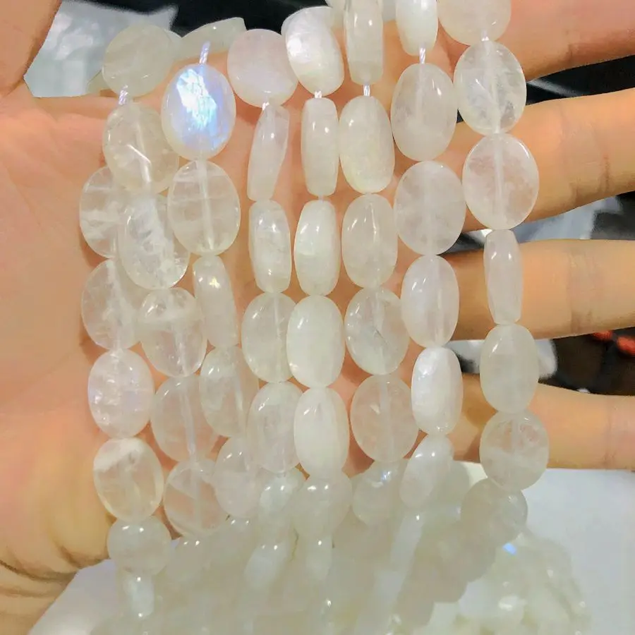 

Wholesale 1string Natural Rainbow Moonstone Bead,12x16mm Faceted Gemstone Beads Oval Shape For Jewelery, 15.5"/string