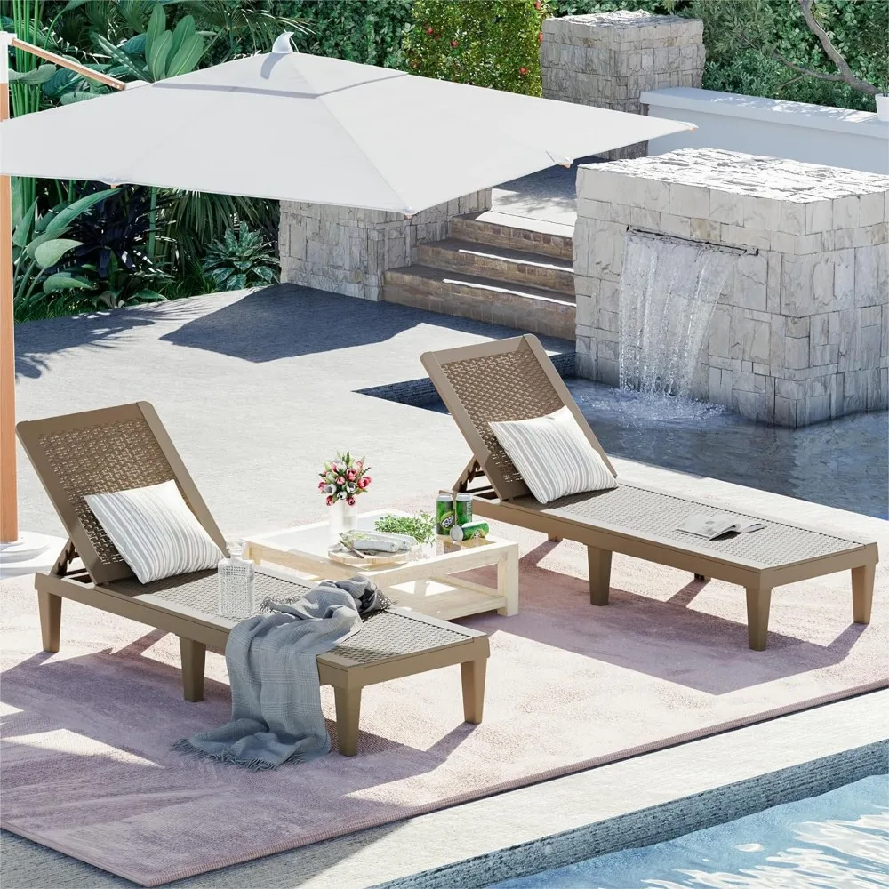 Greesum Outdoor Chaise Lounge Chairs Set of 2 with Adjustable Backrest, Waterproof PE Easy Assembly, Lightweight for Patio
Greesum Outdoor Chaise Lounge Chairs Set of 2 with Adjustable Backrest, Waterproof PE Easy Assembly, Lightweight for Patio