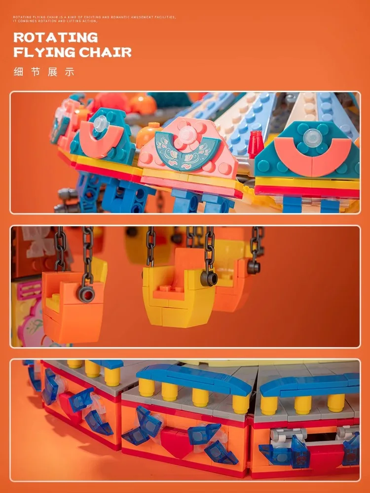 2848PCS Creative Expert Amusement Park Building Blocks Electric Rotating Flying Chair Model Assembly Toys Children Birthday Gift 2848PCS Creative Expert Amusement Park Building Blocks Electric Rotating Flying Chair Model Assembly Toys Children Birthday Gift