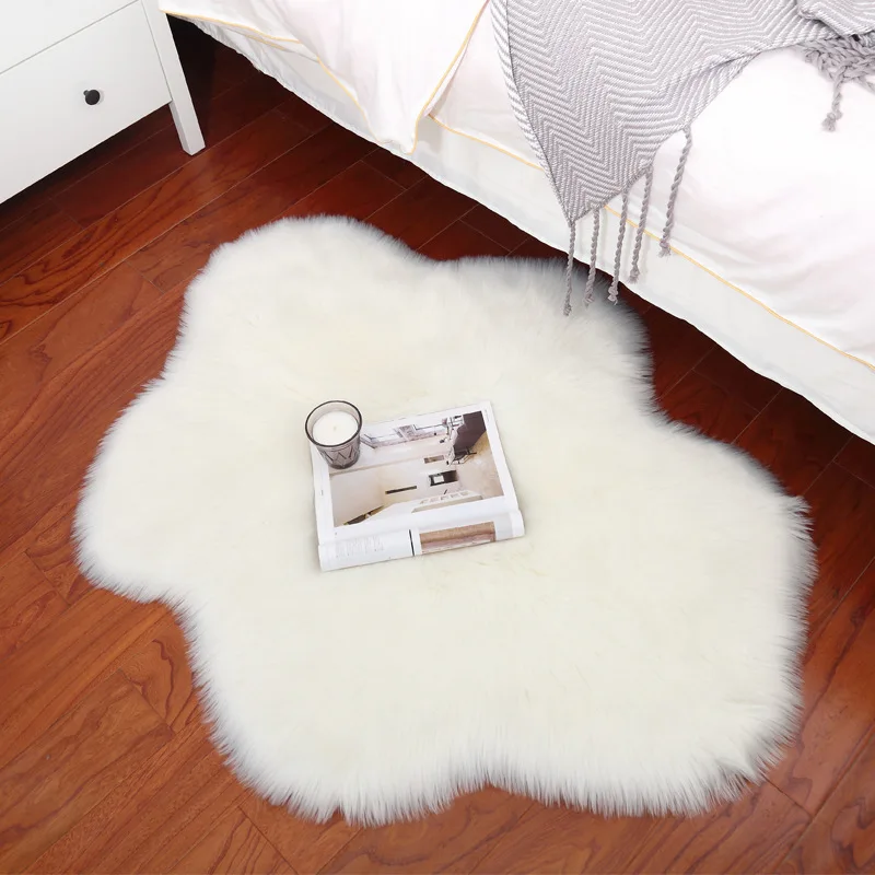 

Faux Sheepskin Capert Cloud Shape Rug For Living Room Decor Bedroom Floor Cushion Mats Home White Area Shaggy Fur Rugs