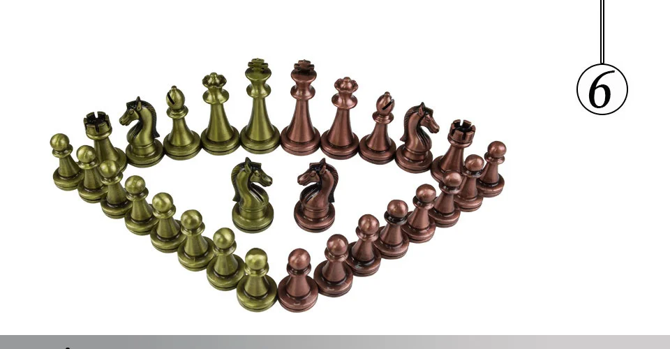 Easytoday Folding Chess Synthetic Leather Chessboard Solid Wood Chess Box Metal Chess Pieces High-quality Table Games Set Gift (6)