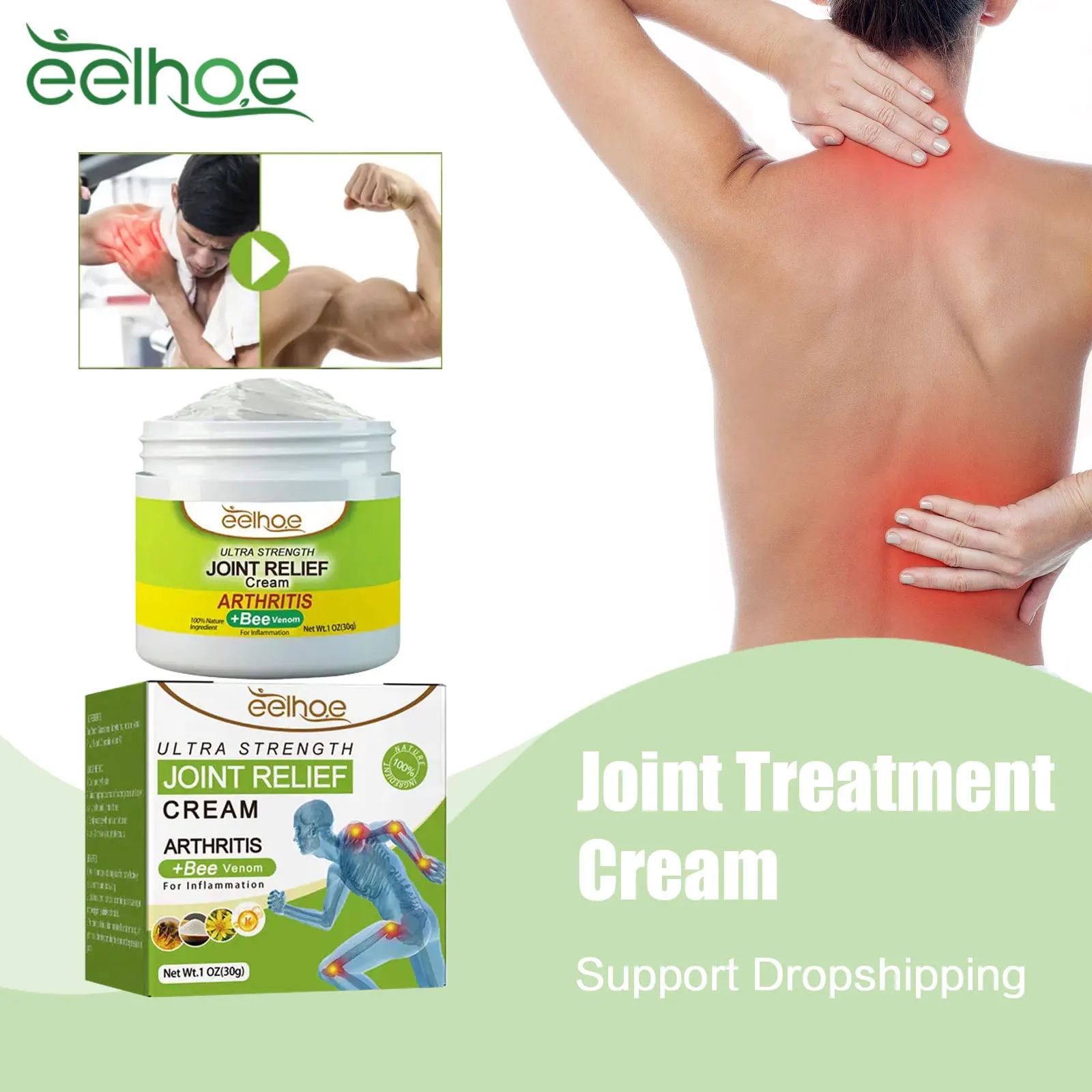 EELHOE Pain Relief Ointment Treating Joint Knee Ache Rheumatoid Analgesic Muscle Strain Swelling Treat Arthritis Massage Cream
EELHOE Pain Relief Ointment Treating Joint Knee Ache Rheumatoid Analgesic Muscle Strain Swelling Treat Arthritis Massage Cream