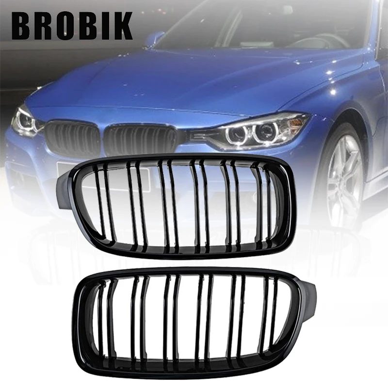 

BROBIK Gloss Black Front Kidney Grille Racing Grills For 3 Series F30 F31 F35 2012 2013 2014 2015-2019 E90 E91 2005-2008